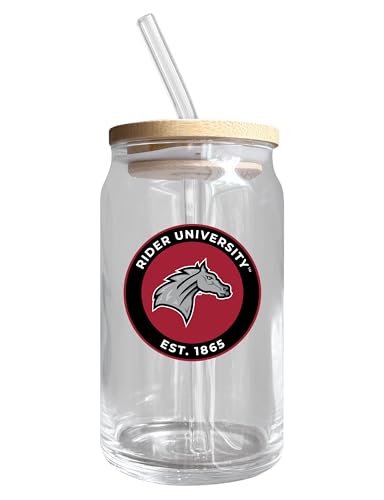 Rider University NCAA 12 oz can-shaped glass, featuring a refined design ideal for showcasing team pride and enjoying beverages on game days, mother's day gift, father's day gift, alumni gift, graduation gift, admission gift.