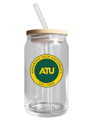 Arkansas Tech University NCAA 12 oz can-shaped glass, featuring a refined design ideal for showcasing team pride and enjoying beverages on game days, mother's day gift, father's day gift, alumni gift, graduation gift, admission gift.