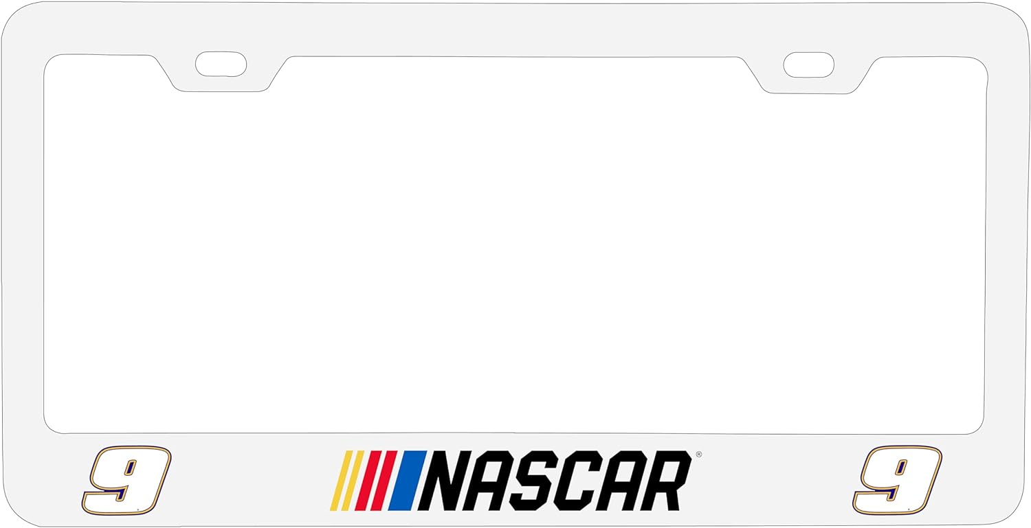 R and R Imports #9 Hendrick Motorsports White Metal License Plate 
