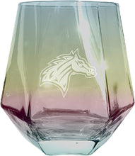 Load image into Gallery viewer, Rider University Broncs Tigers Etched Diamond Cut 10 oz Stemless Wine Glass - NCAA Licensed
