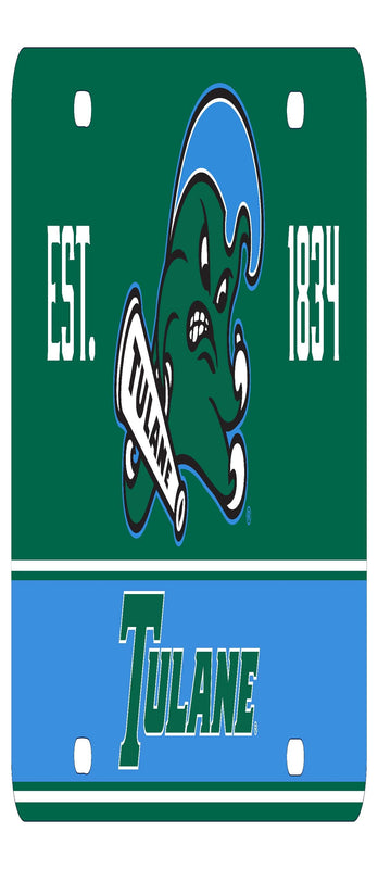 NCAA Tulane University Green Wave Metal License Plate - Lightweight, Sturdy & Versatile