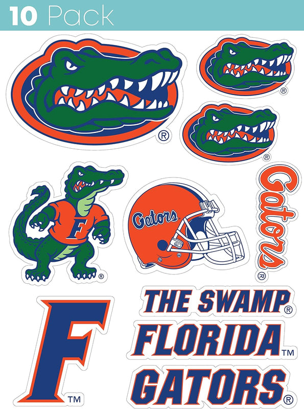 Florida Gators 10-Pack, 4 inches in size on one of its sides NCAA Durable School Spirit Vinyl Decal Sticker