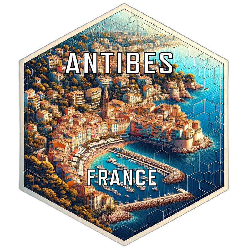 Antibes France Souvenir Travel Destination Die Cut Hexagon Fridge Magnet 6-Inch
