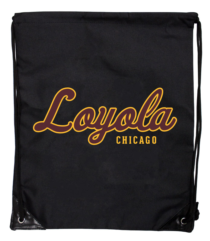 Loyola University Ramblers Officially Licensed Drawstring Backpack - Lightweight Cinch Bag with Team Logo Black