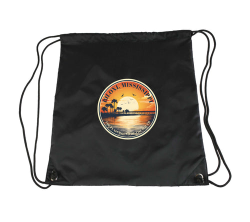Biloxi Mississippi Design A Souvenir Cinch Bag with Drawstring Backpack Black Black