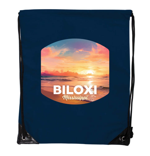 Biloxi Mississippi Design B Souvenir Cinch Bag with Drawstring Backpack Navy Navy