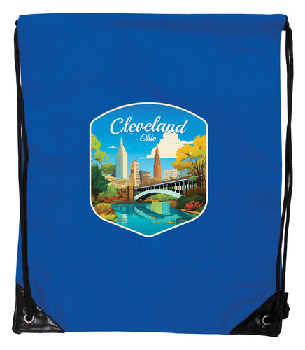 Cleveland Ohio Design B Souvenir Cinch Bag with Drawstring Backpack Blue Blue
