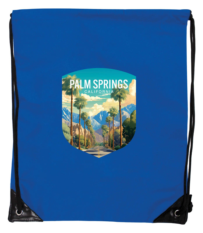 Palm Springs California Design A Souvenir Cinch Bag with Drawstring Backpack Blue Blue