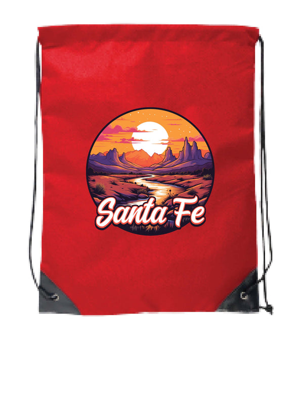 Santa Fe New Mexico Design B Souvenir Cinch Bag with Drawstring Backpack Red Red