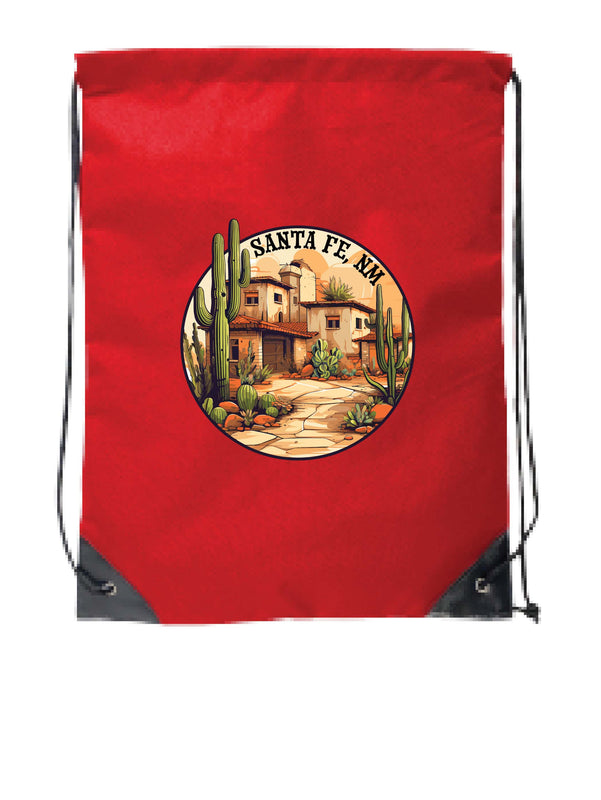 Santa Fe New Mexico Design D Souvenir Cinch Bag with Drawstring Backpack Red Red