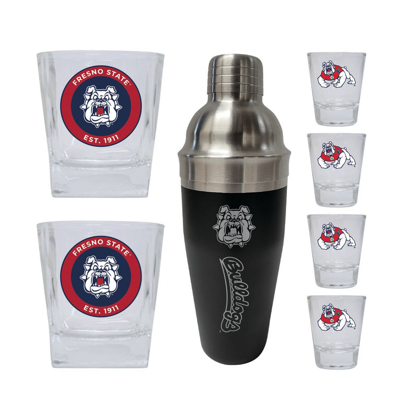 Fresno State Bulldogs Officially Licensed Collegiate Barware Set – 7-Piece Cocktail & Whiskey Glass Gift Pack