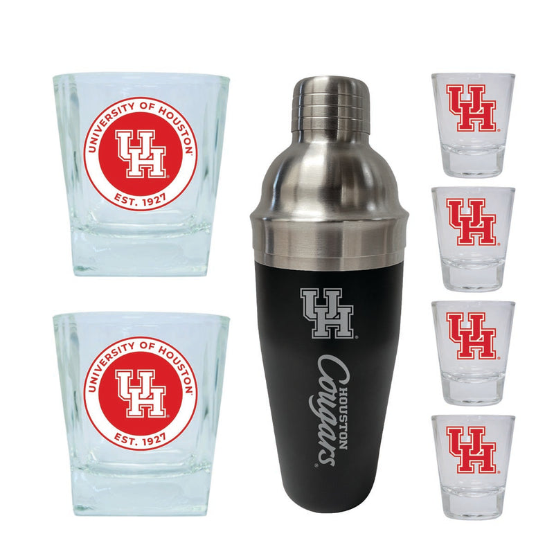 University of Houston Officially Licensed Collegiate Barware Set – 7-Piece Cocktail & Whiskey Glass Gift Pack