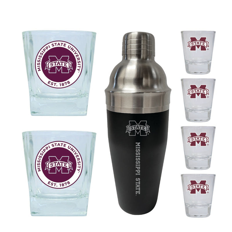 Mississippi State Bulldogs Officially Licensed Collegiate Barware Set – 7-Piece Cocktail & Whiskey Glass Gift Pack