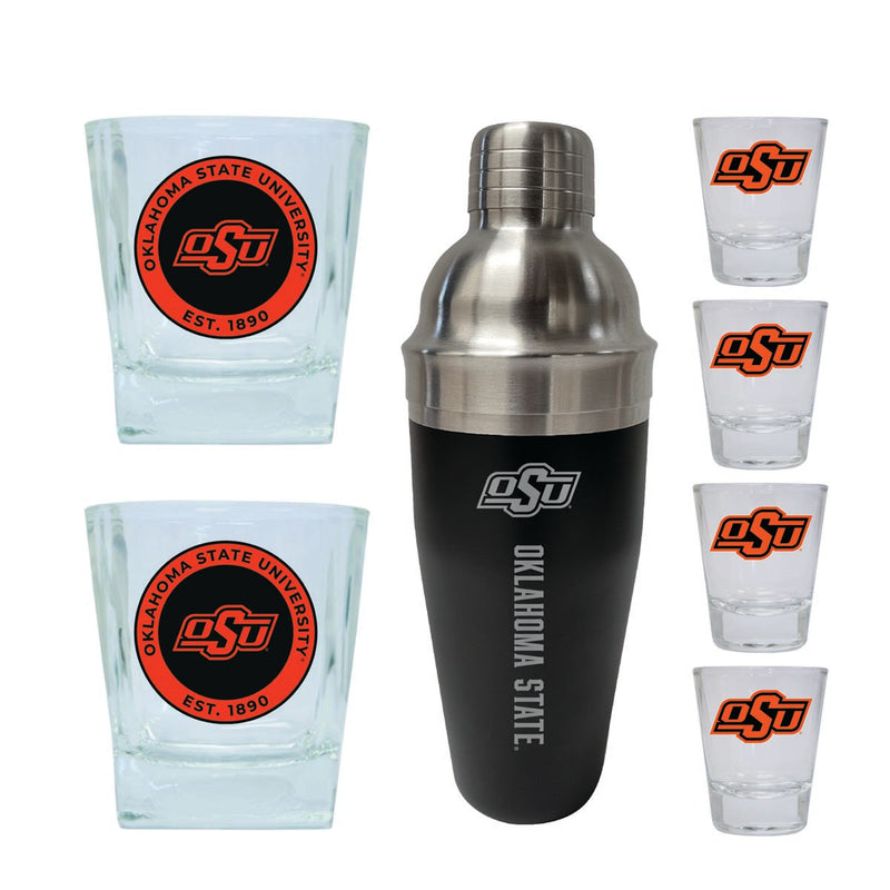 Oklahoma State Cowboys Officially Licensed Collegiate Barware Set – 7-Piece Cocktail & Whiskey Glass Gift Pack