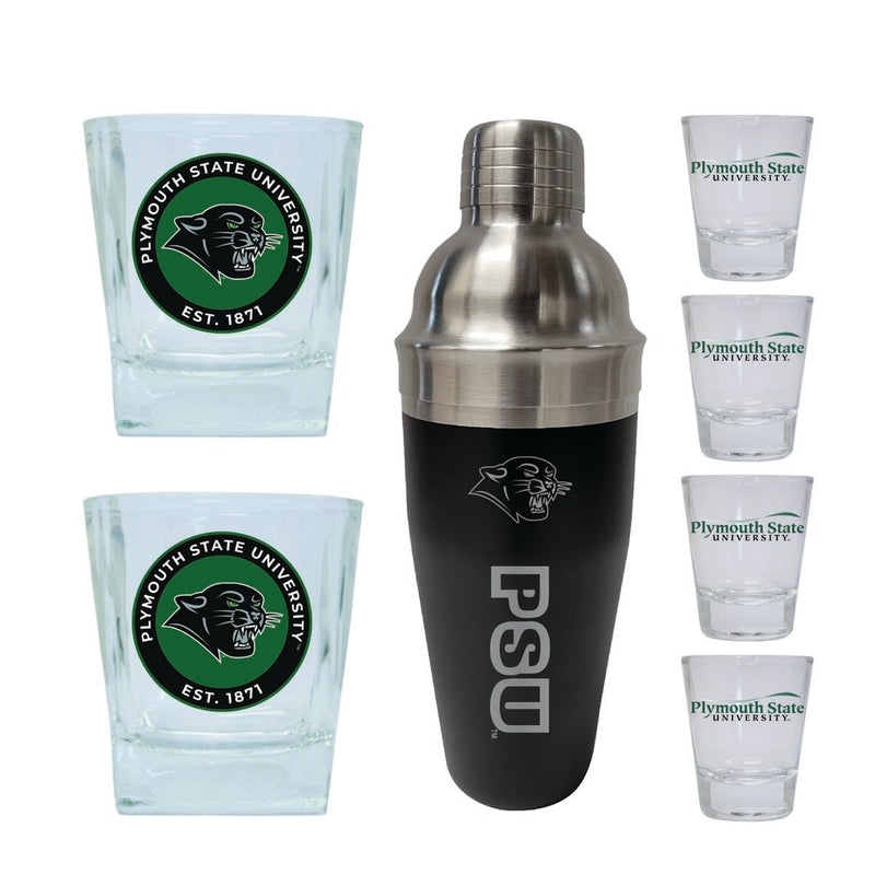 Plymouth State University Officially Licensed Collegiate Barware Set – 7-Piece Cocktail & Whiskey Glass Gift Pack