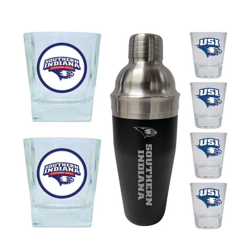 University of Southern Indiana Officially Licensed Collegiate Barware Set – 7-Piece Cocktail & Whiskey Glass Gift Pack
