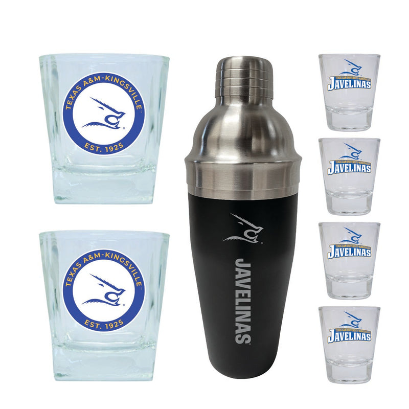 Texas A&M Kingsville Javelinas Officially Licensed Collegiate Barware Set – 7-Piece Cocktail & Whiskey Glass Gift Pack