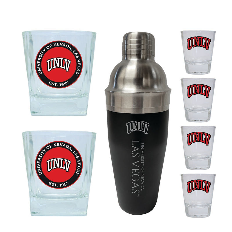 UNLV Rebels Officially Licensed Collegiate Barware Set – 7-Piece Cocktail & Whiskey Glass Gift Pack