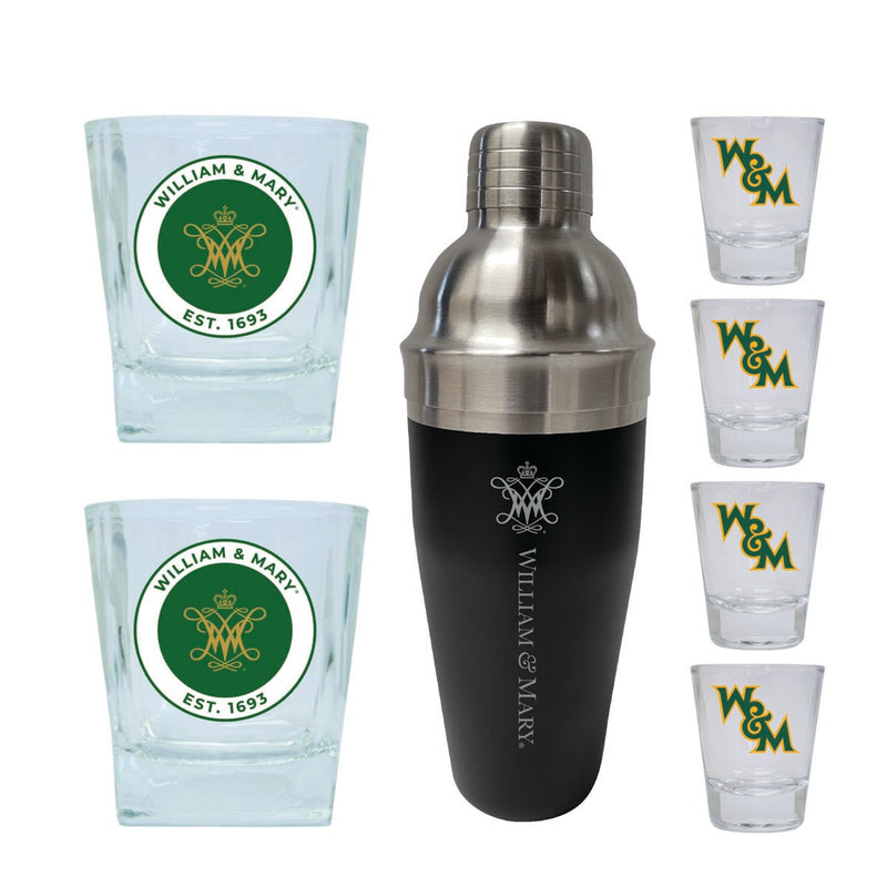 William and Mary Officially Licensed Collegiate Barware Set – 7-Piece Cocktail & Whiskey Glass Gift Pack