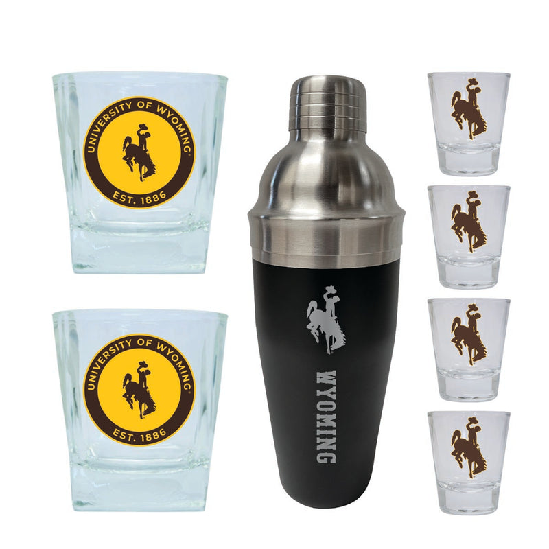 University of Wyoming Officially Licensed Collegiate Barware Set – 7-Piece Cocktail & Whiskey Glass Gift Pack