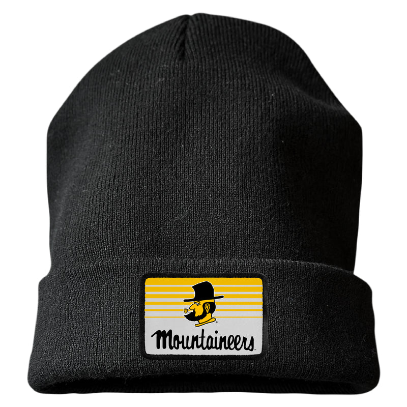Appalachian State Officially Licensed Unisex Beanie with Rectangle or Round Cloth Patch Black|Rectangle