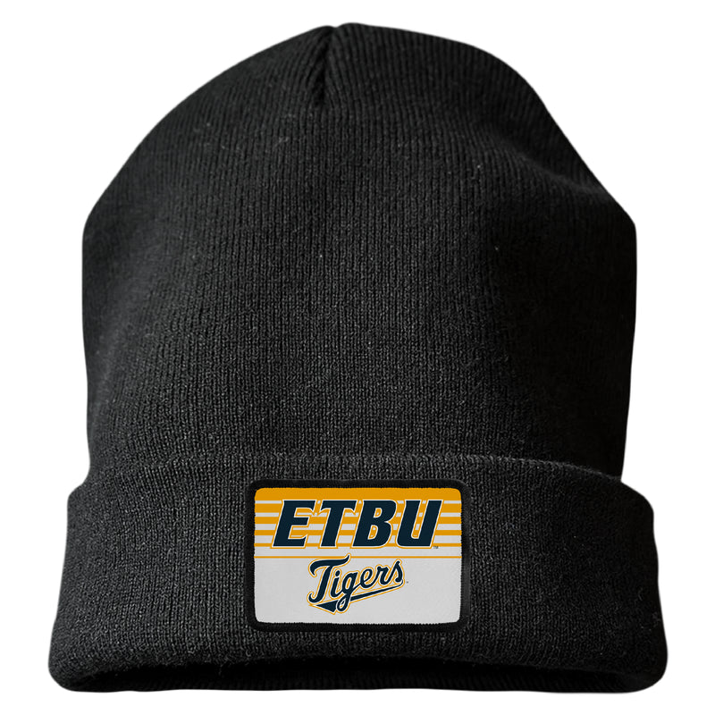 East Texas Baptist University Officially Licensed Unisex Beanie with Rectangle or Round Cloth Patch Black|Rectangle