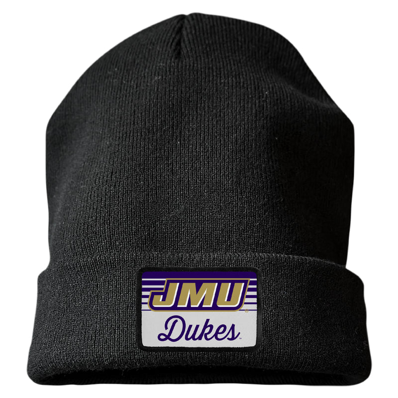James Madison Dukes Officially Licensed Unisex Beanie with Rectangle or Round Cloth Patch Black|Rectangle
