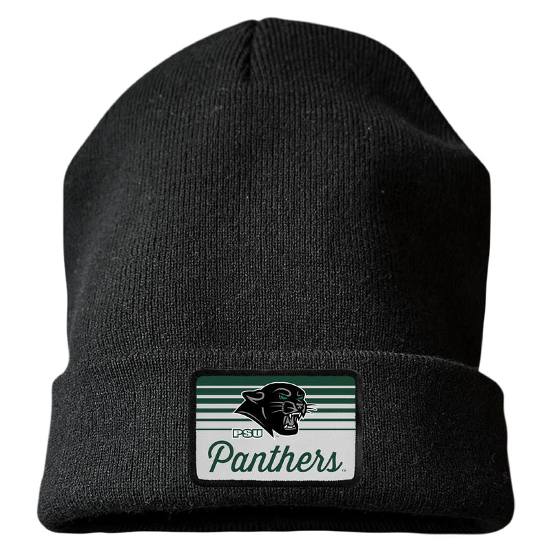 Plymouth State University Officially Licensed Unisex Beanie with Rectangle or Round Cloth Patch Black|Rectangle
