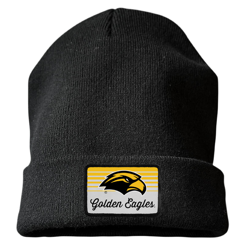 Southern Mississippi Golden Eagles Officially Licensed Unisex Beanie with Rectangle or Round Cloth Patch Black|Rectangle