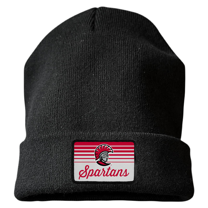 University of Tampa Spartans Officially Licensed Unisex Beanie with Rectangle or Round Cloth Patch Black|Rectangle