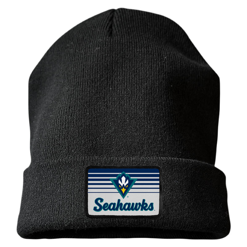 North Carolina Wilmington Seahawks Officially Licensed Unisex Beanie with Rectangle or Round Cloth Patch Black|Rectangle