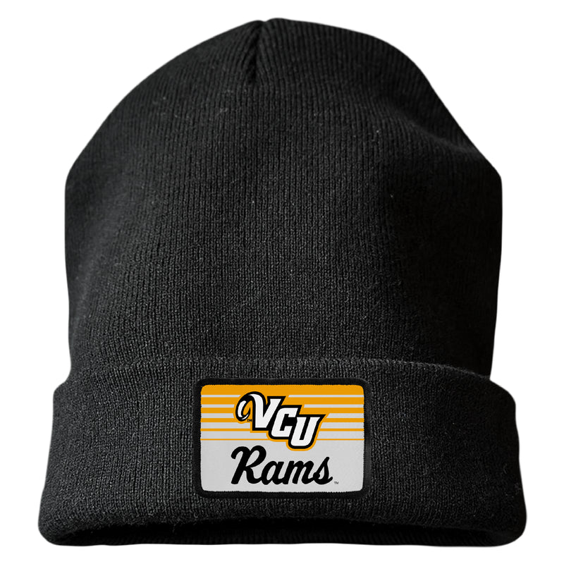 Virginia Commonwealth Officially Licensed Unisex Beanie with Rectangle or Round Cloth Patch Black|Rectangle