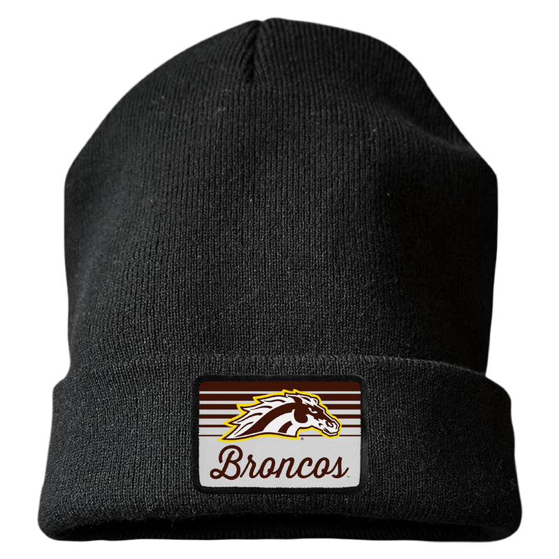 Western Michigan University Officially Licensed Unisex Beanie with Rectangle or Round Cloth Patch Black|Rectangle