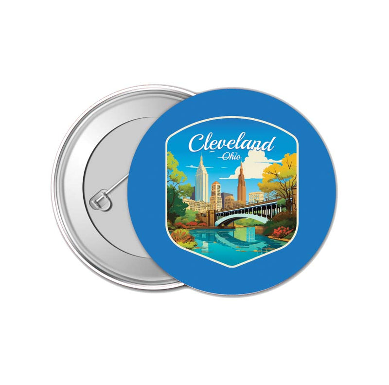 Cleveland Ohio Design B Souvenir Small 1-Inch Button Pin 4 Pack