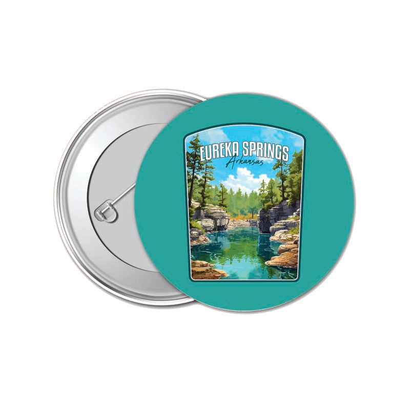 Eureka Springs Arkansas Natural Springs Design Souvenir Small 1-Inch Button Pin 4 Pack