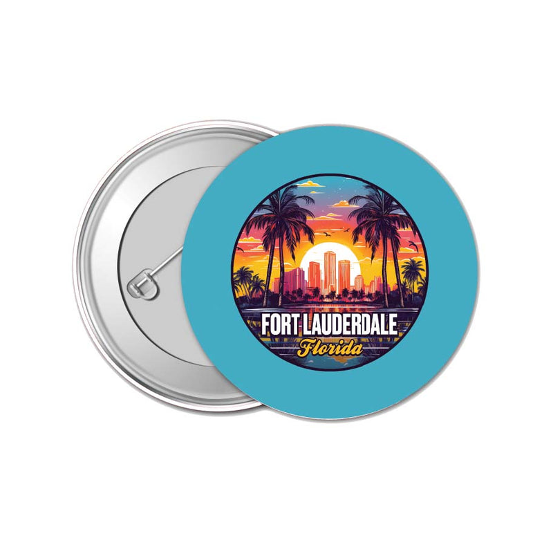 Fort Lauderdale Florida Design B Souvenir Small 1-Inch Button Pin 4 Pack
