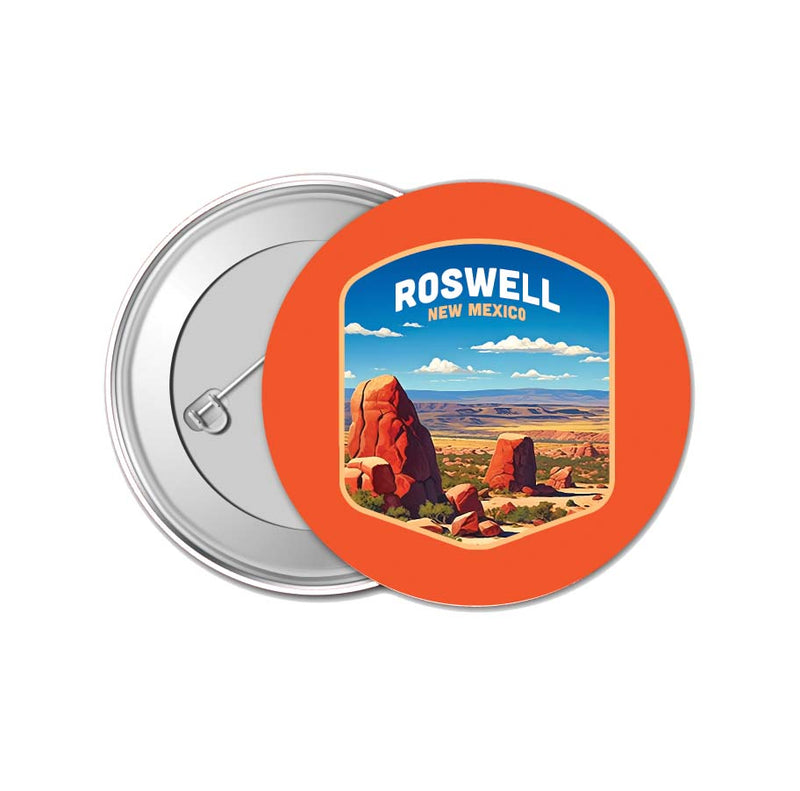 Rowell New Mexico Design B Souvenir Small 1-Inch Button Pin 4 Pack