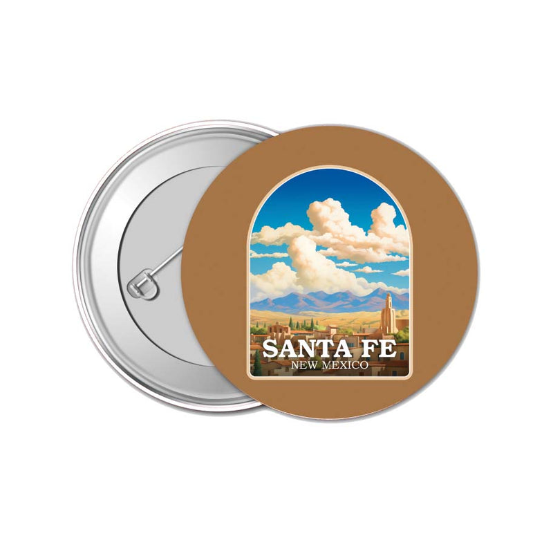 Santa Fe New Mexico Design A Souvenir Small 1-Inch Button Pin 4 Pack
