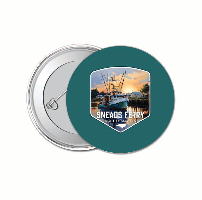 Sneads Ferry North Carolina Shrimp Boat Design Souvenir Small 1-Inch Button Pin 4 Pack