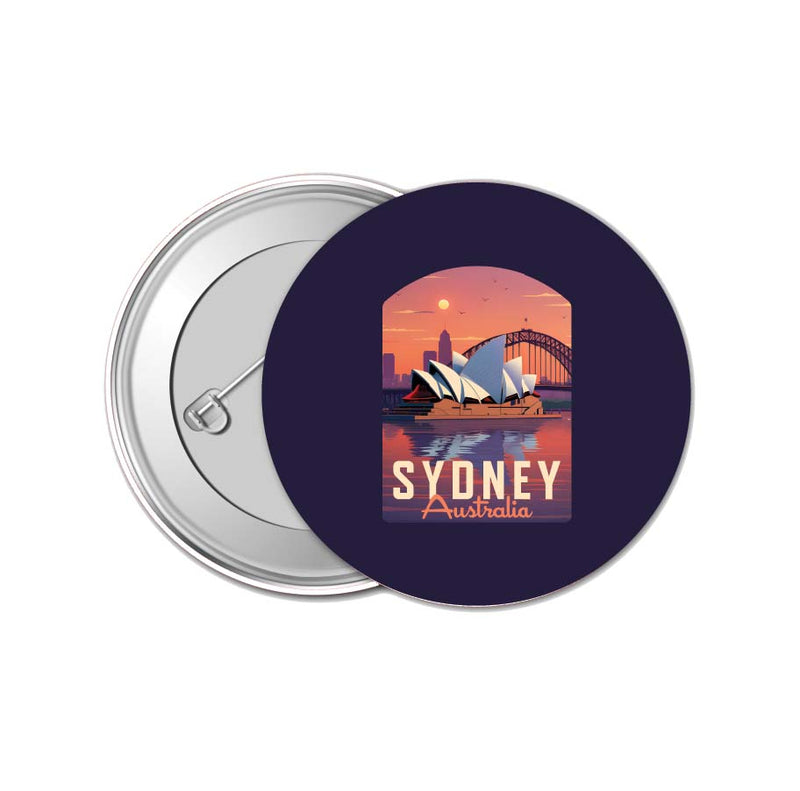 Sydney Australia Design B Souvenir Small 1-Inch Button Pin 4 Pack