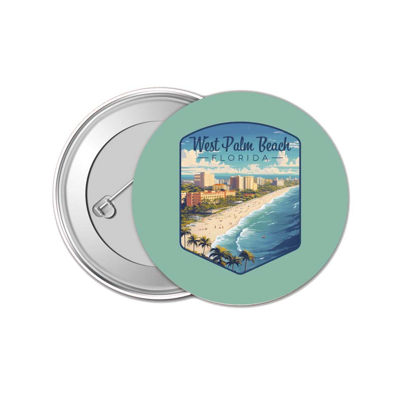 West Palm Beach Florida Design A Souvenir Small 1-Inch Button Pin 4 Pack