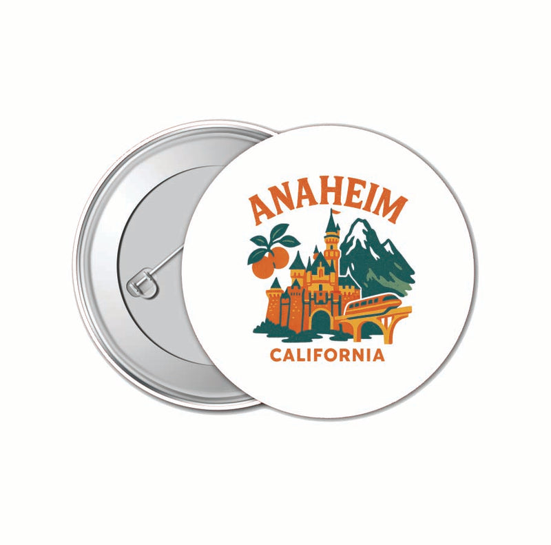 Anaheim California Vintage Design Souvenir 4 Pack Set - Small Button Pin 1-Inch