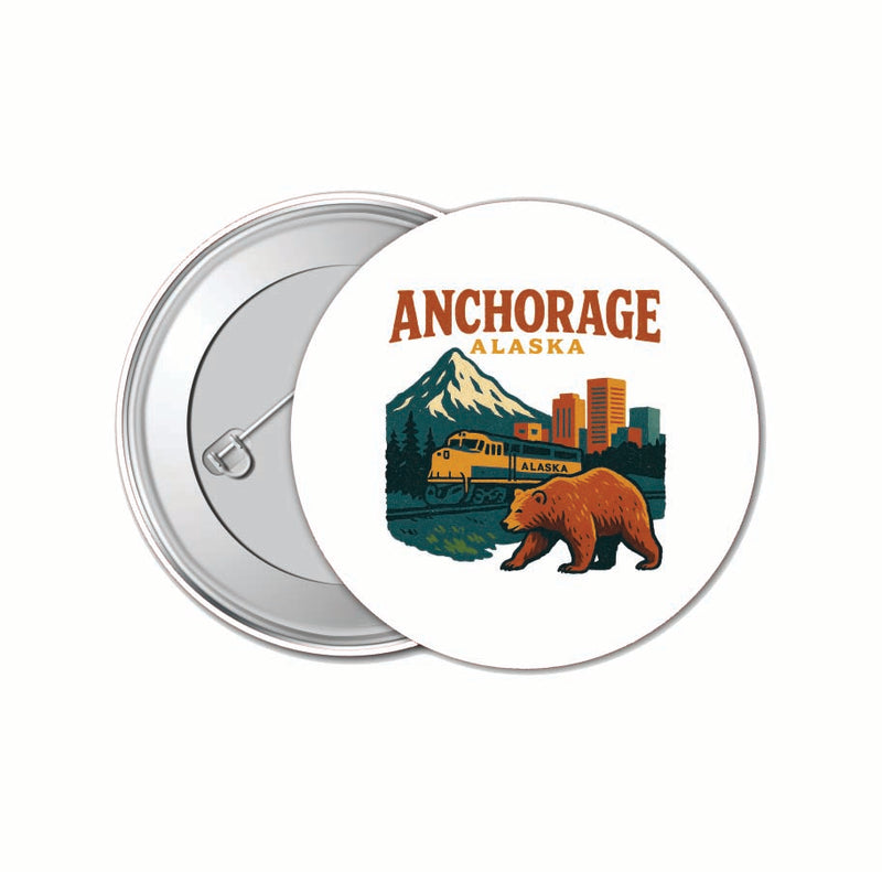 Anchorage Alaska Vintage Design Souvenir 4 Pack Set - Small Button Pin 1-Inch