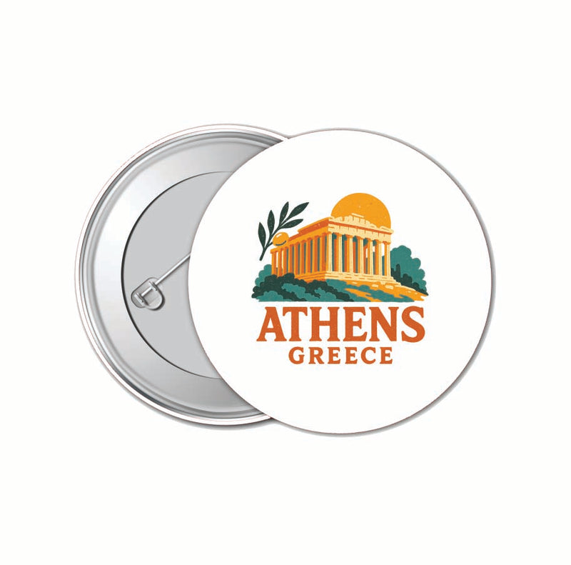 Athens Greece Vintage Design Souvenir 4 Pack Set - Small Button Pin 1-Inch