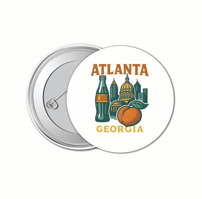 Atlanta Georgia Vintage Design Souvenir 4 Pack Set - Small Button Pin 1-Inch