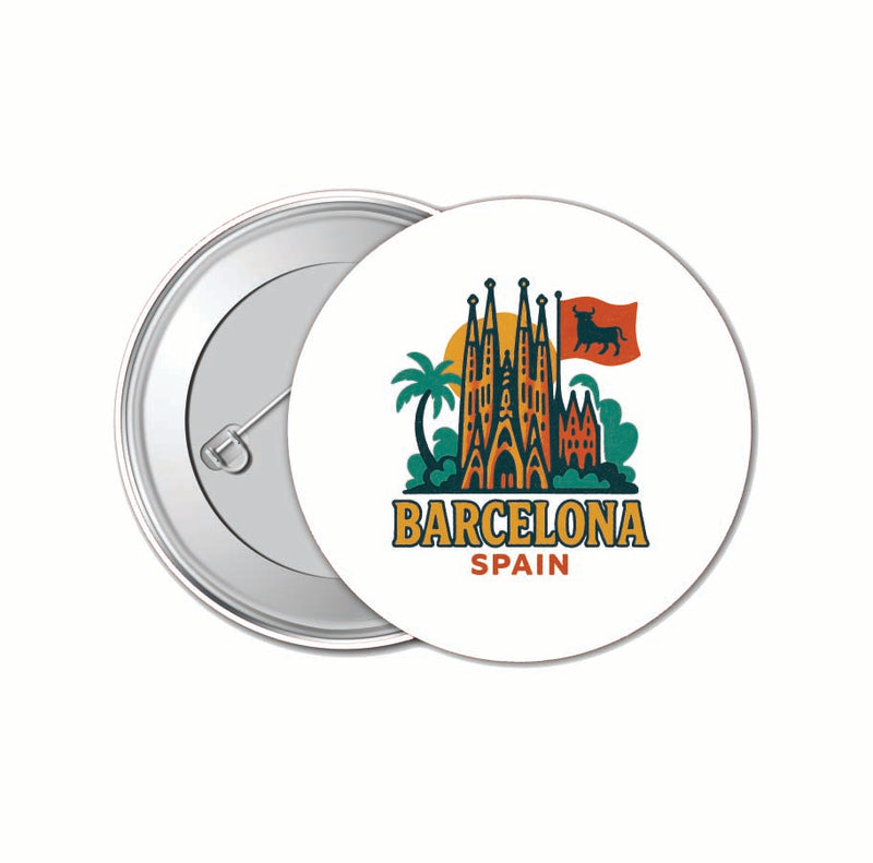 Barcelona Spain Vintage Design Souvenir 4 Pack Set - Small Button Pin 1-Inch