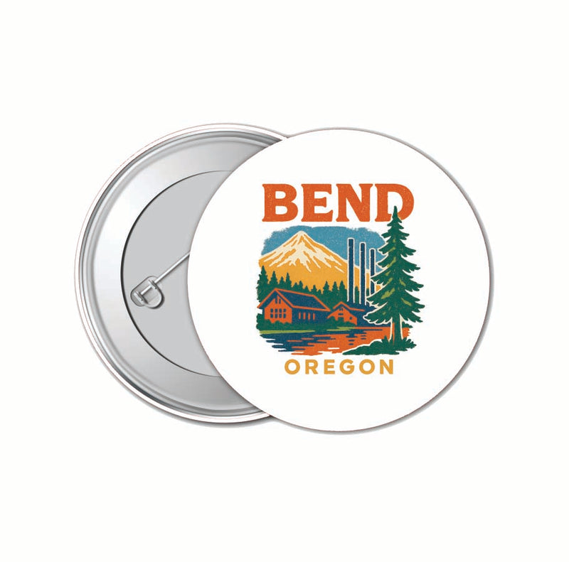 Bend Oregon Vintage Design Souvenir 4 Pack Set - Small Button Pin 1-Inch