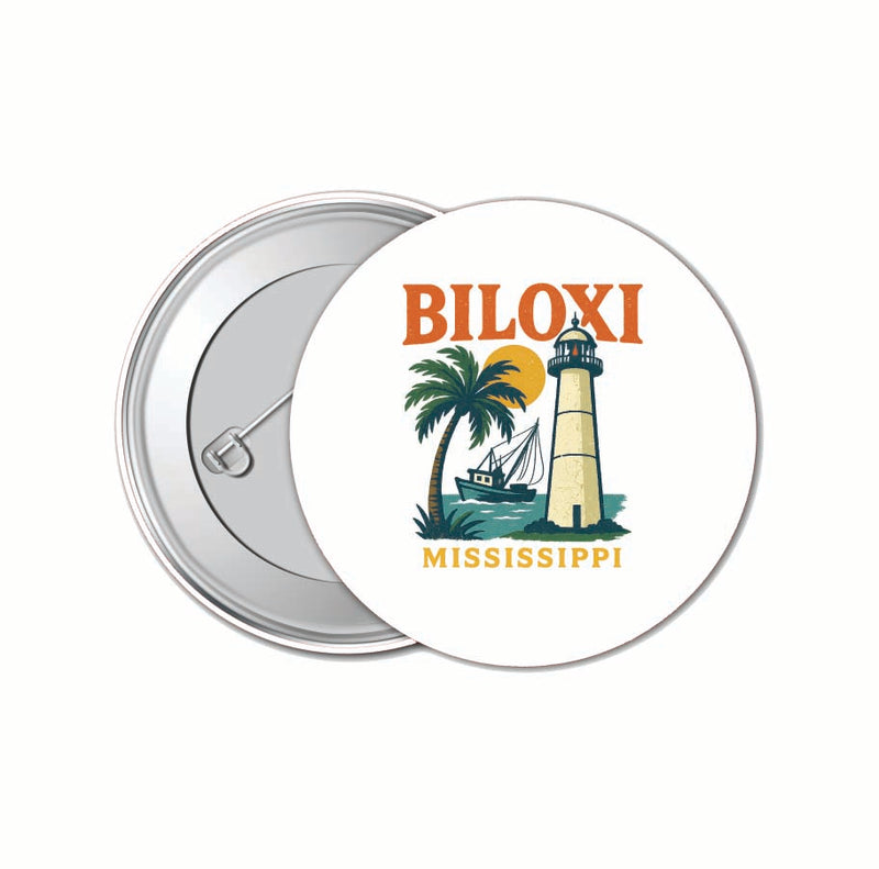 Biloxi Mississippi Vintage Design Souvenir 4 Pack Set - Small Button Pin 1-Inch