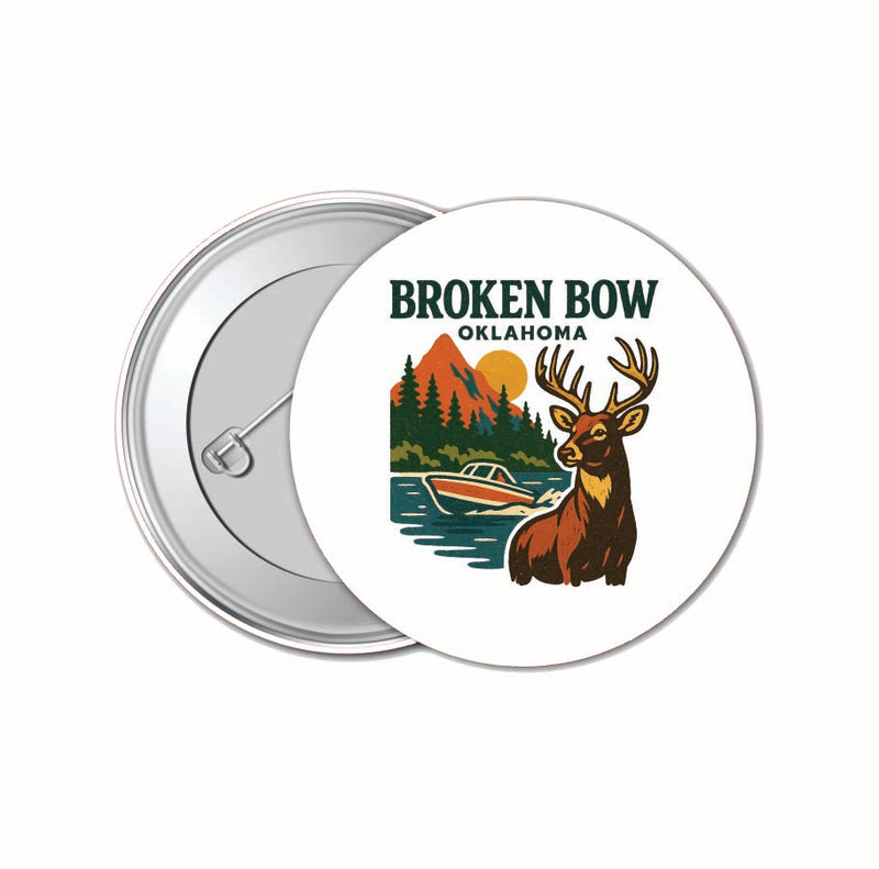 Broken Bow Oklahoma Vintage Design Souvenir 4 Pack Set - Small Button Pin 1-Inch