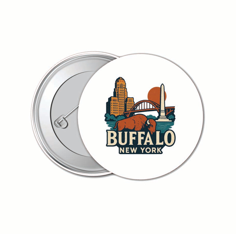 Buffalo New York Vintage Design Souvenir 4 Pack Set - Small Button Pin 1-Inch